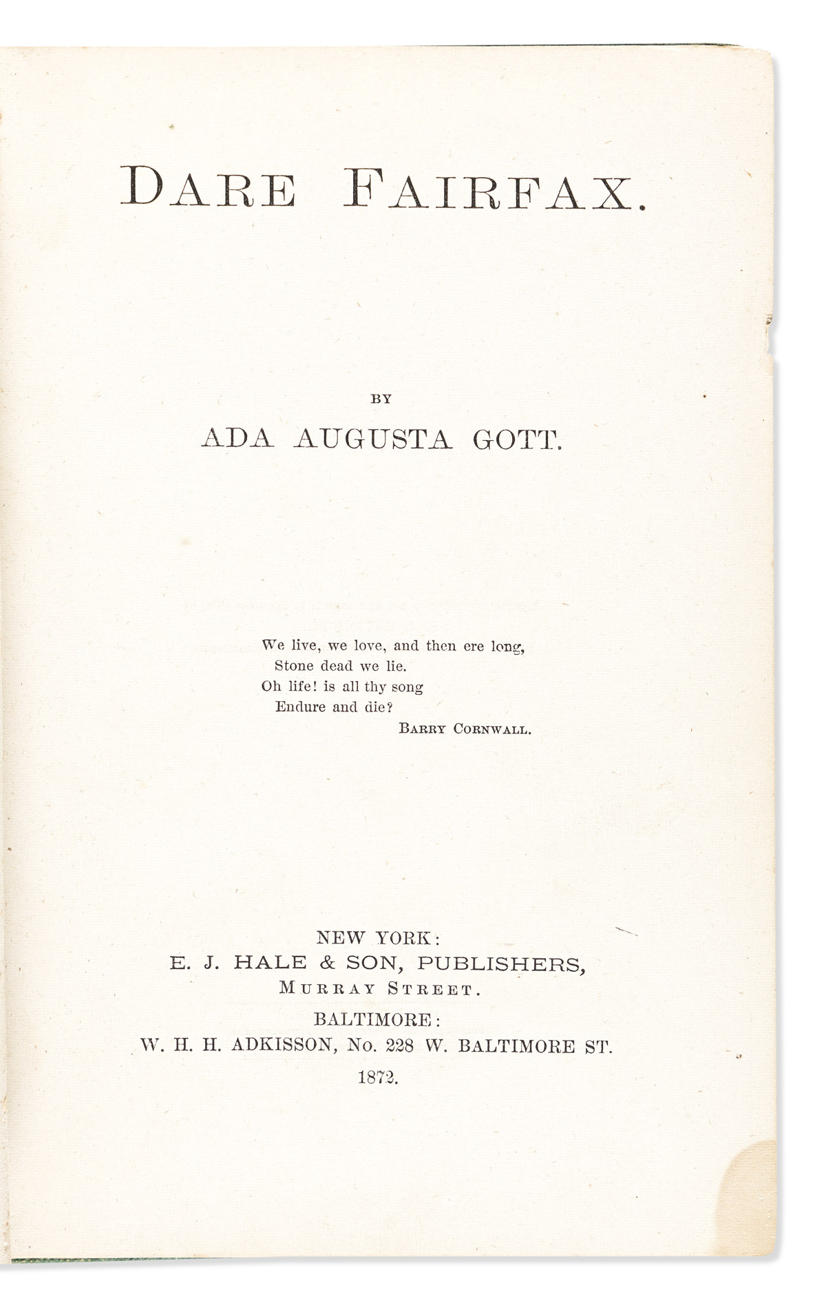 Gott, Ada Augusta (fl. circa 1880) Dare Fairfax.